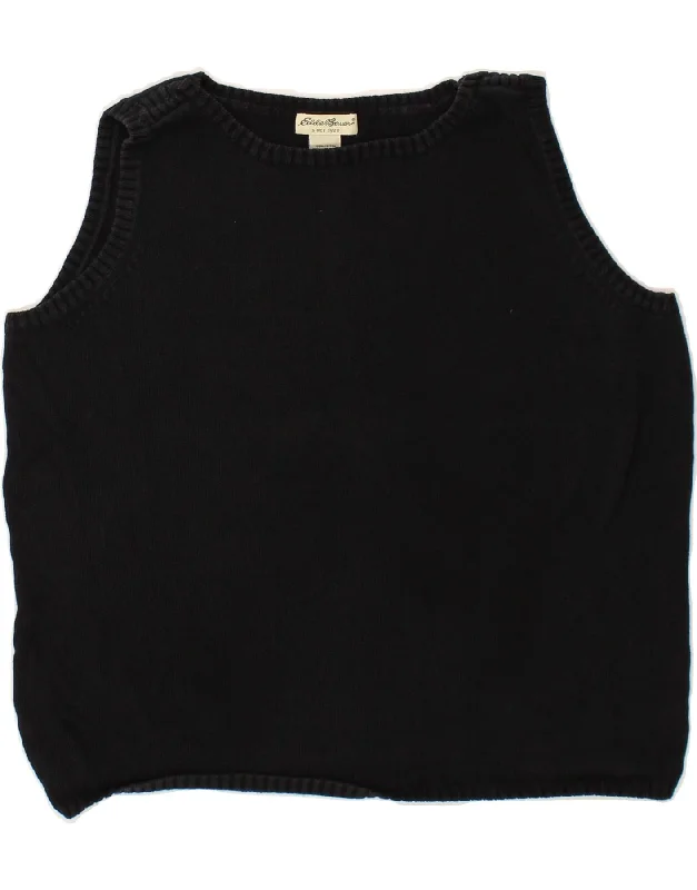 EDDIE BAUER Womens Vest Tank Top UK 18 XL Black Cotton low neck tank