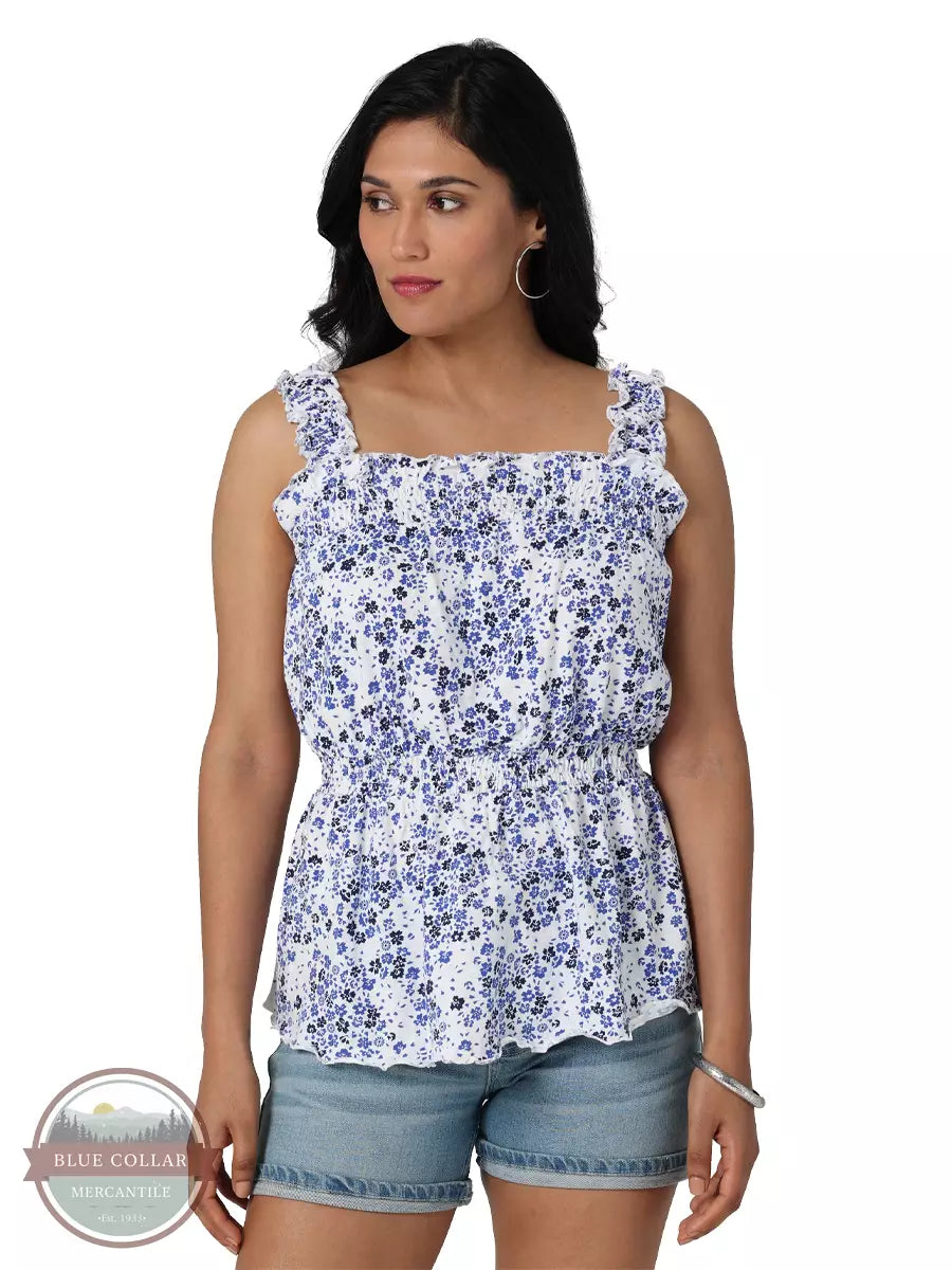 112329876 Retro Smocked Square Neck Knit Tank sequin tank top
