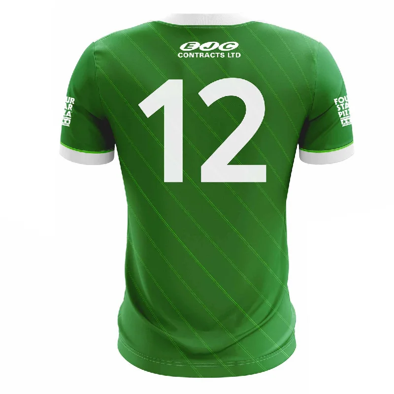 Mc Keever Queens GAA Official Gaelic Football Numbered Home Jersey - Adult - Green Scoop Neck Jersey Top