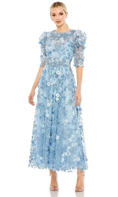 Mac Duggal 68193 - Tea Length Floral Ornate Dress Tunics Gym athletic