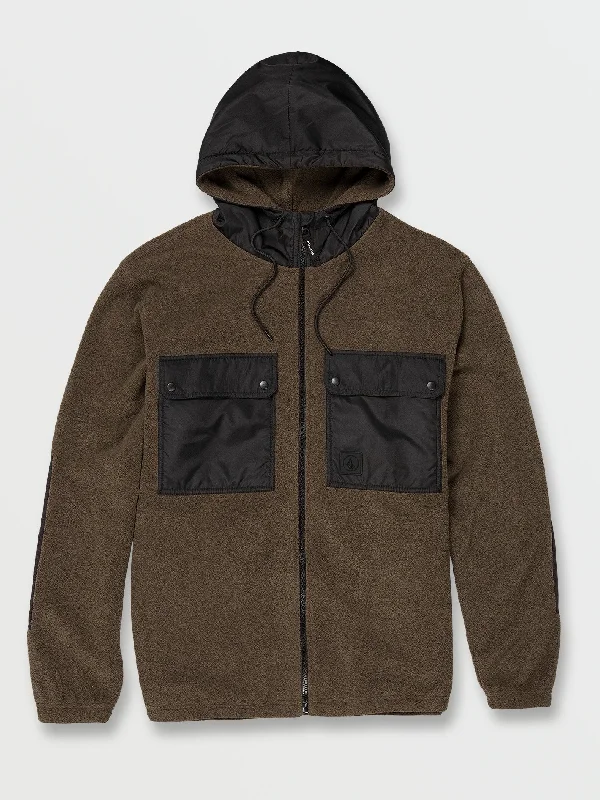 Yzzolater Lined Zip Hoodie - Dark Olive Hoodie with Mesh Breathable Sporty