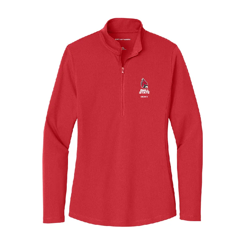 Ball State - NCAA Women's Soccer : Ryann Locante - Women's Lightweight Quarter Zip Jacket Cotton Fabric Linen Fabric Terry Fabric Ball State - NCAA Women's Soccer : Ryann Locante - Women's Lightweight Quarter Zip Jacket Cotton Fabric Linen Fabric Terry Fabric