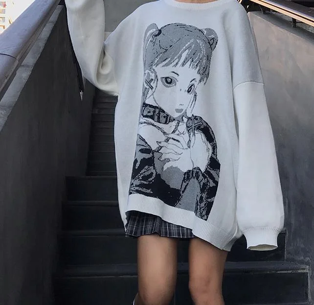 Outer Sweater Girls Womens Anime Oversize Sweatshirt Hoodie with Earth Tones Natural Calm