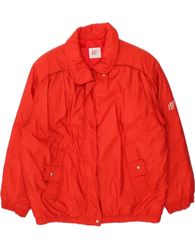 BELFE Womens Windbreaker Jacket UK 16 Large Red Nylon Fabric Polyester Fabric Spandex Fabric