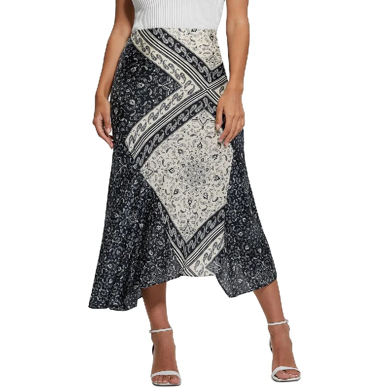 Guess Womens Katrina Asymmetric Long Asymmetrical Skirt linen skirt breathable