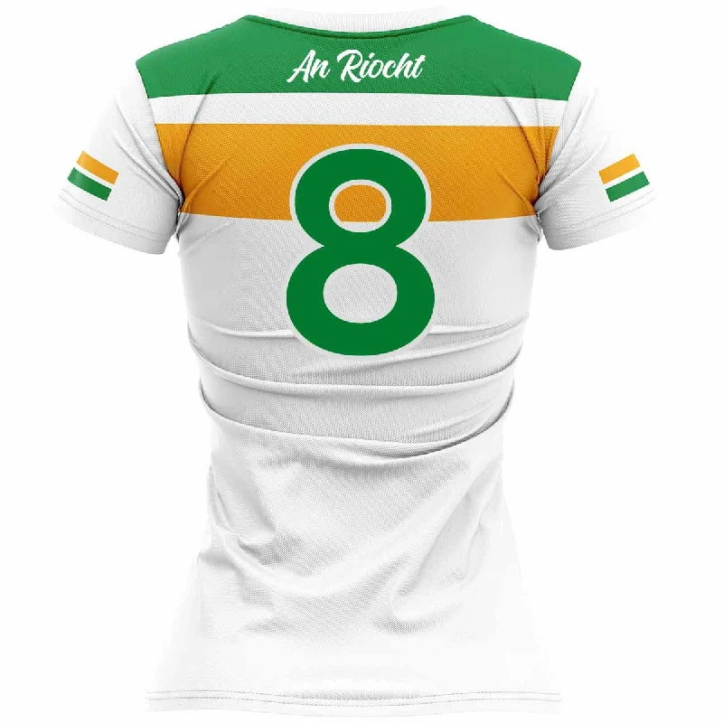 Mc Keever An Riocht Camogie Numbered Playing Jersey - Womens - White Branded Jersey Tee