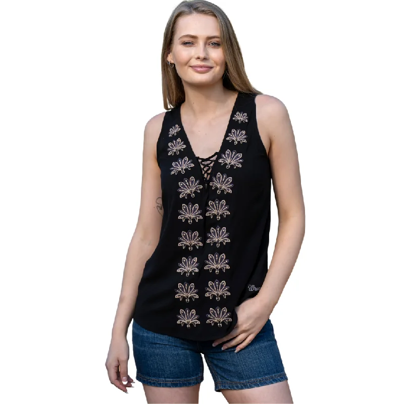 Wrangler Womens Rosalie Embroidered Tank Top crew neck tank