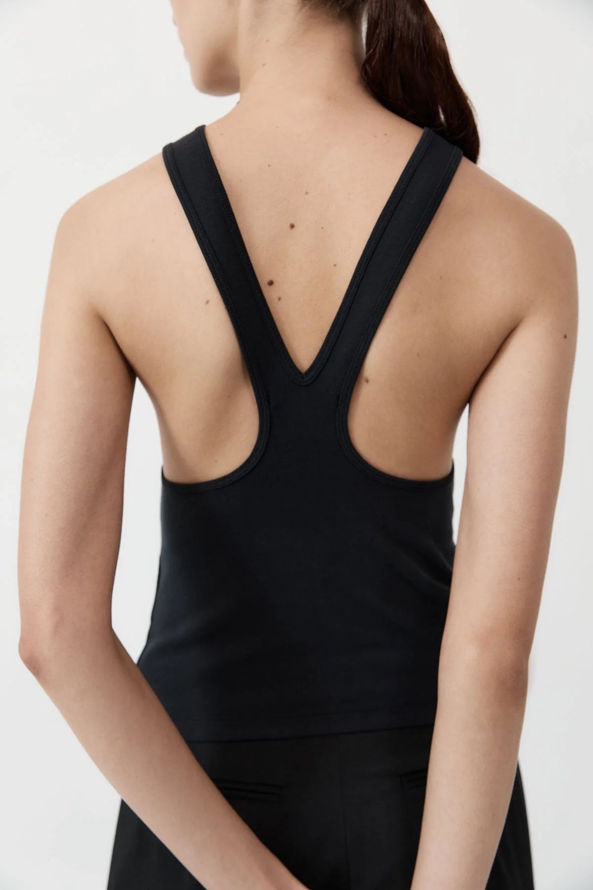 Organic Cotton V Back Tank - Black coral tank top