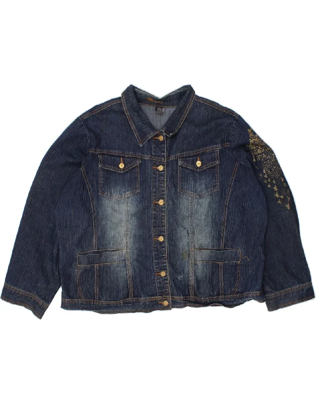 Womens Graphic Denim Jacket UK 22 3XL Chenille Jacket Brocade Jacket Lace Jacket