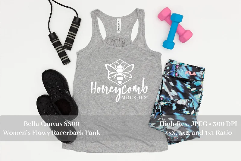 Workout Mockup, Bella Canvas 8800 Athletic Heather Tank Mockup, Women's Tank Top Mockup, Fitness Mockup, Sports Mockup essential tank top