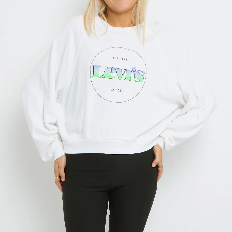 Levis Spellout Crewneck Sweater - UK 12 Chenille Fabric Brocade Fabric Lace Fabric