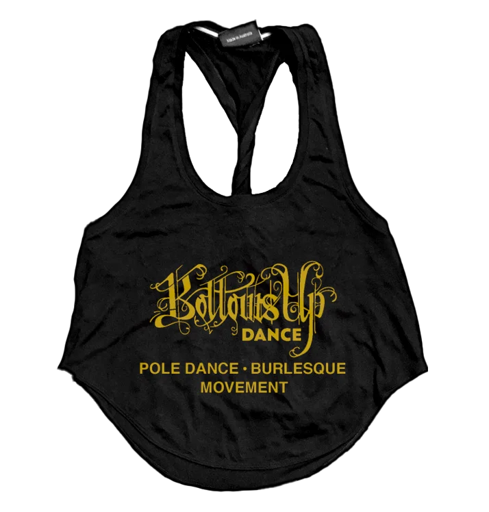BOTTOMS UP - 'Front Logo' Ladies Twist Back Crop Tank white tank top