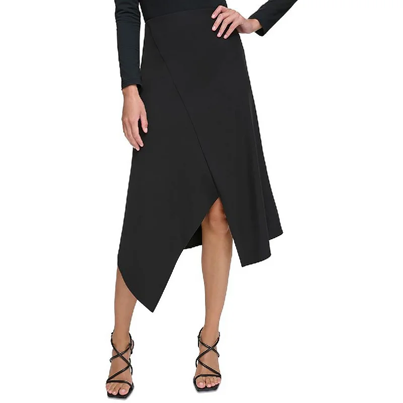 DKNY Womens Asymmetrical Back Hidden zipper Asymmetrical Skirt lace skirt intricate