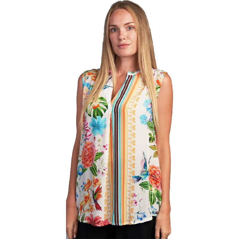 Women's Shana Apparel Printed Tank White cropped tank top