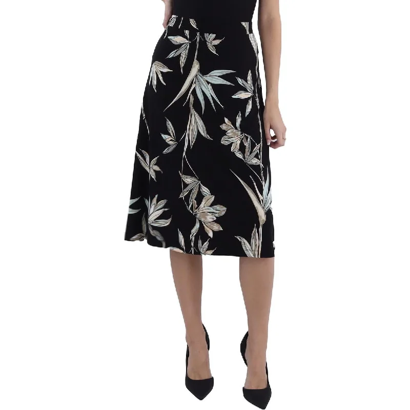 Kasper Womens Printed A-Line Midi Skirt velvet skirt glossy