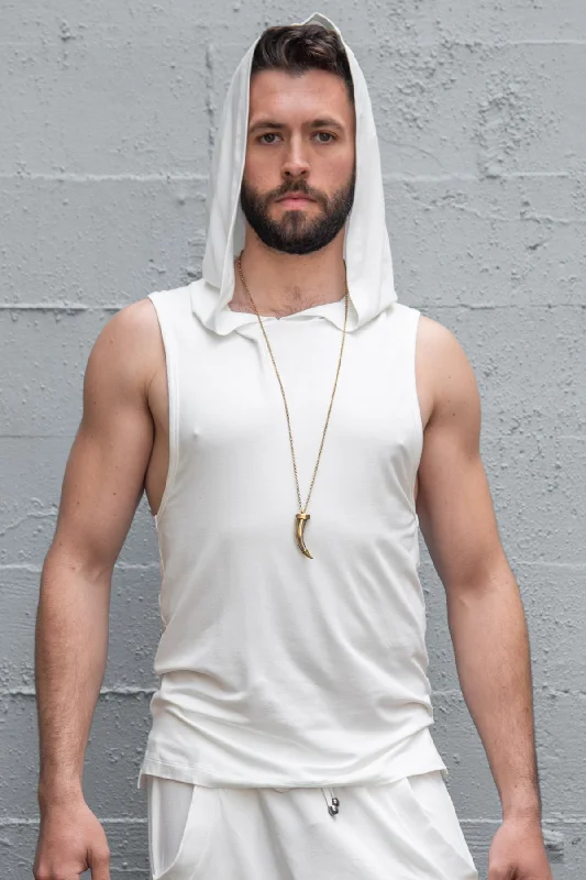 Five and Diamond Hooded Tank - viscose silver tank top