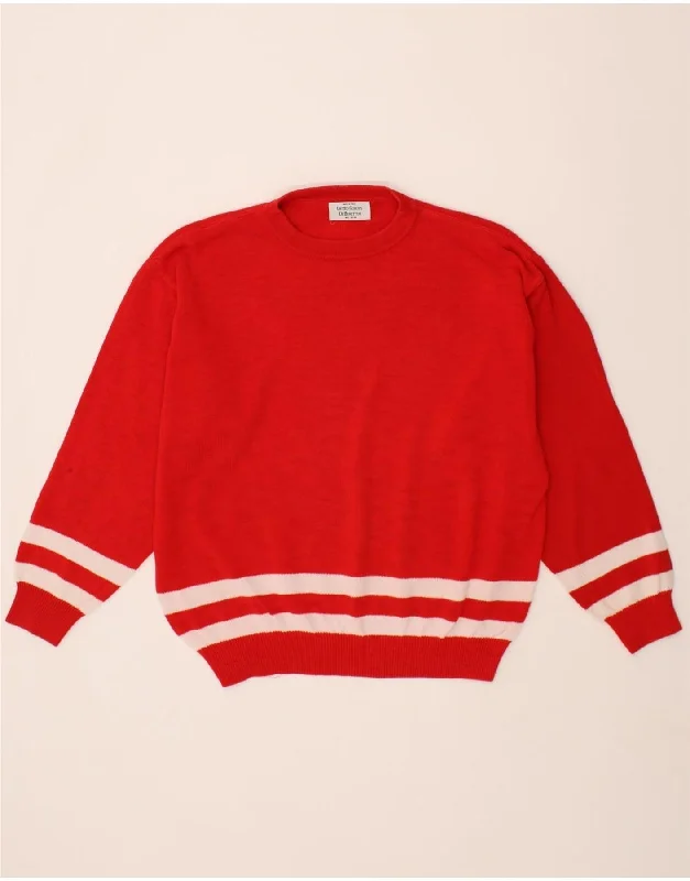 BENETTON Womens Crew Neck Jumper Sweater UK 20 2XL Red Cotton Terry Terry Cloth Terry Knit