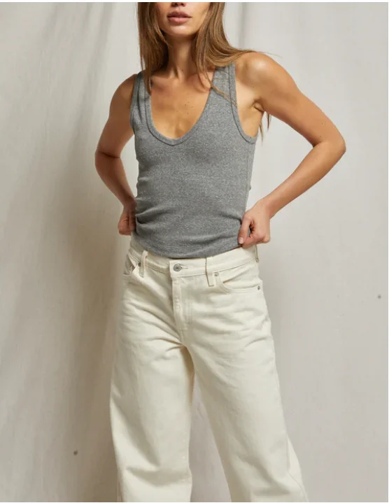 Maria Structured Rib V-Neck Tank sheer tank top