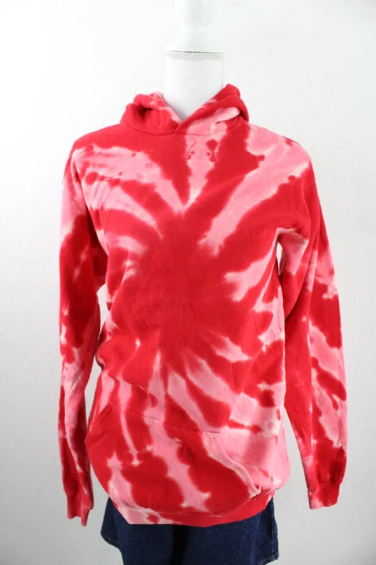 Vintage Pink Tie Dye Hoodie (XL) Hoodie with High-Low Hem Asymmetrical Trendy