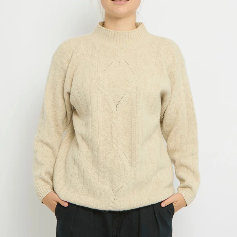Benetton Heavy Knitted Round Neck Sweater - UK 12 Stretchy Elastic Breathable