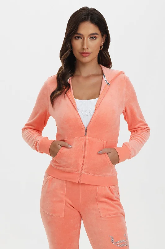 Classic Cotton Velour Hoodie Hoodie with Front Slit Layering Stylish