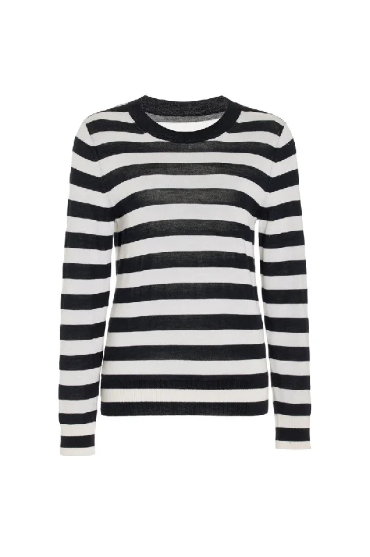 Meir Sweater - Midnight/Ivory Stripe Toggled Drawstring Belted