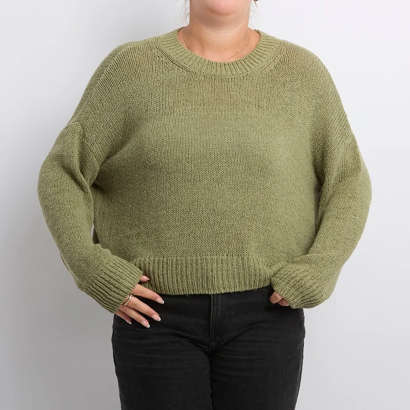 Heavy Knit Crewneck Sweater - UK 14 Plaid Sweater Polka Dot Checkered