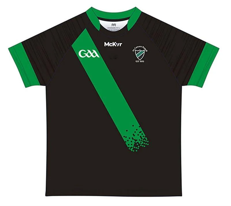 Mc Keever Parnells GAA Match Jersey - Adult - Black/Green Turtle Neck Jersey Shirt