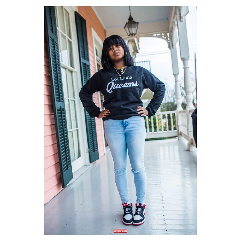 (Black) “Louisiana Queens” Crewneck sweatshirt Hoodie with Pastel Soft Subtle