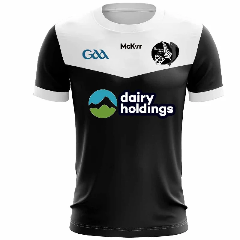 Mc Keever Rakaia GAA Outfield Jersey - Adult - Black/White Round Neck Jersey Tee