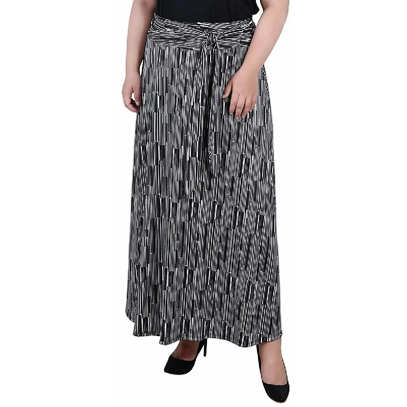 NY Collection Womens Plus Printed Tie Waist Maxi Skirt velvet skirt plush