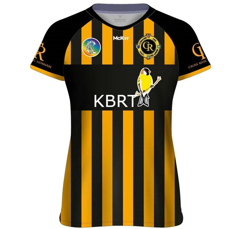 Mc Keever Crossmaglen Rangers Camogie KBRT Jersey - Womens - Black/Amber Patterned Jersey Tee