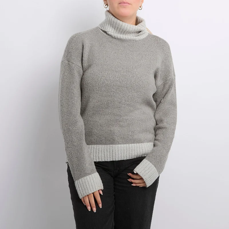 Ribbed Turtleneck Heavy Knit Sweater - UK 14 Chenille Fabric Brocade Fabric Lace Fabric