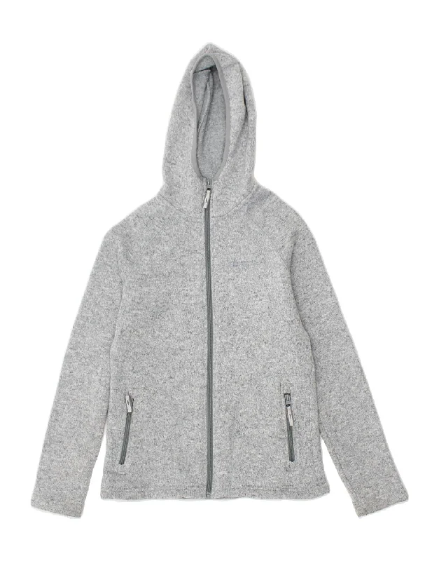 MOUNTAIN WAREHOUSE Womens Zip Hoodie Sweater UK  8 Small Grey Flecked Hooded Caped Shawl Collar