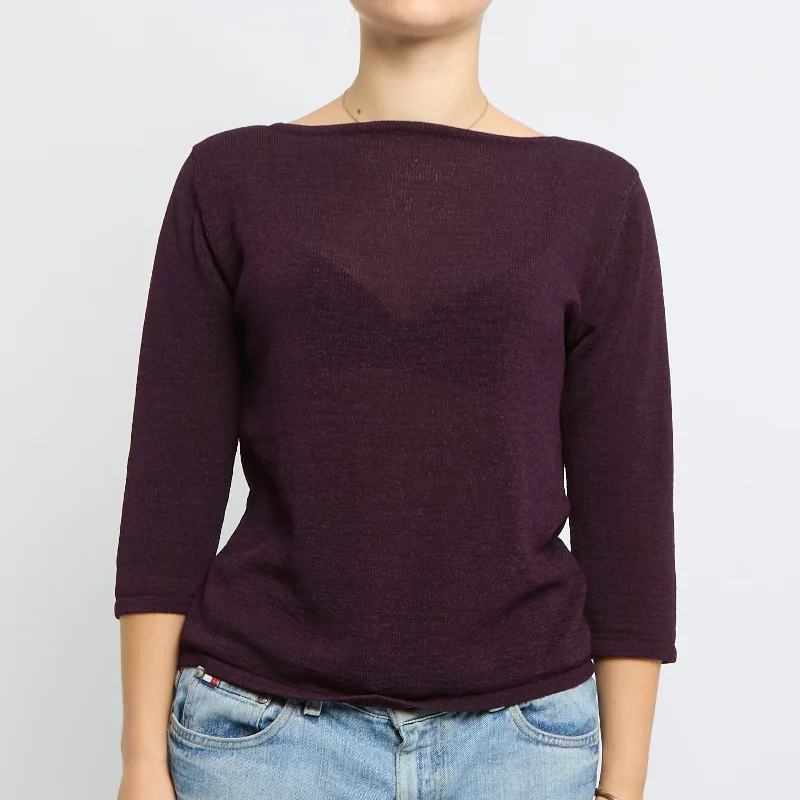 Texture Knit Round Neck Sweater - UK 8 Stylish Fashionable Trendy