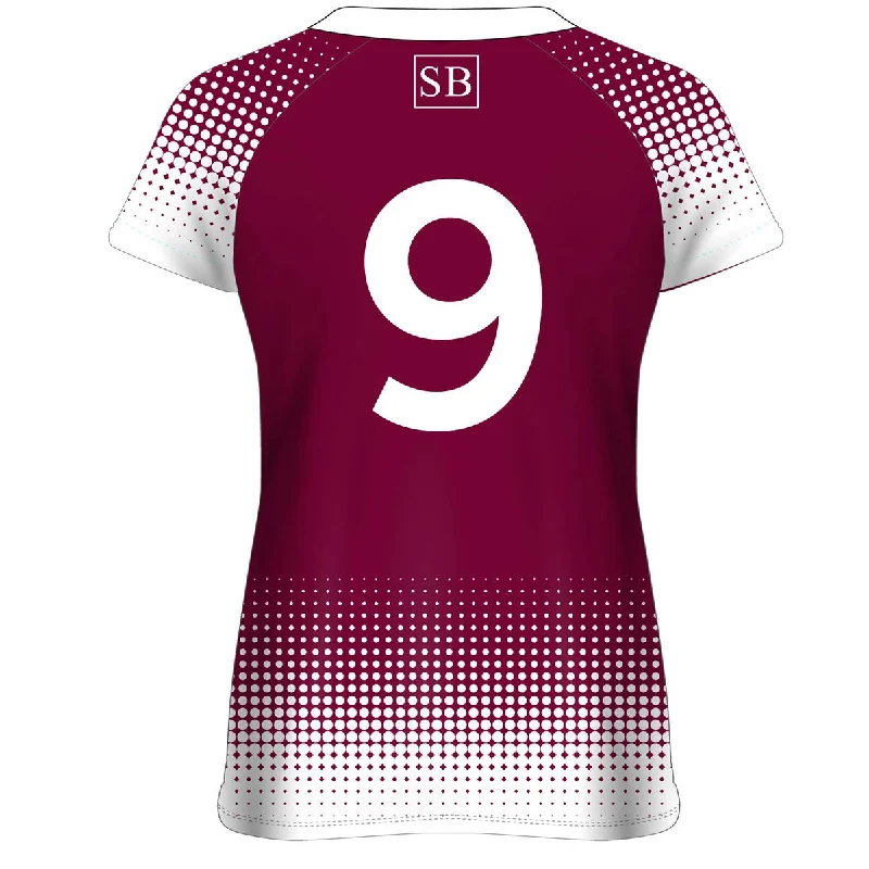 Mc Keever Clarinbridge Camogie Numbered Playing Jersey - Womens - Maroon Spring Jersey Blouse