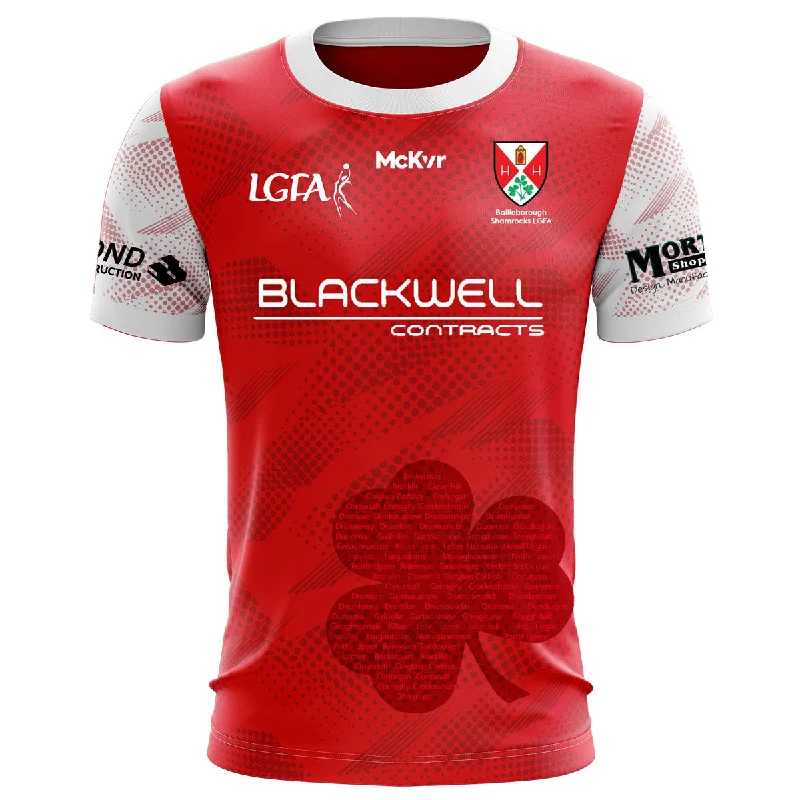 Mc Keever Bailieborough Shamrocks GAA Ladies Playing Jersey - Womens - Red Turquoise Jersey Tee