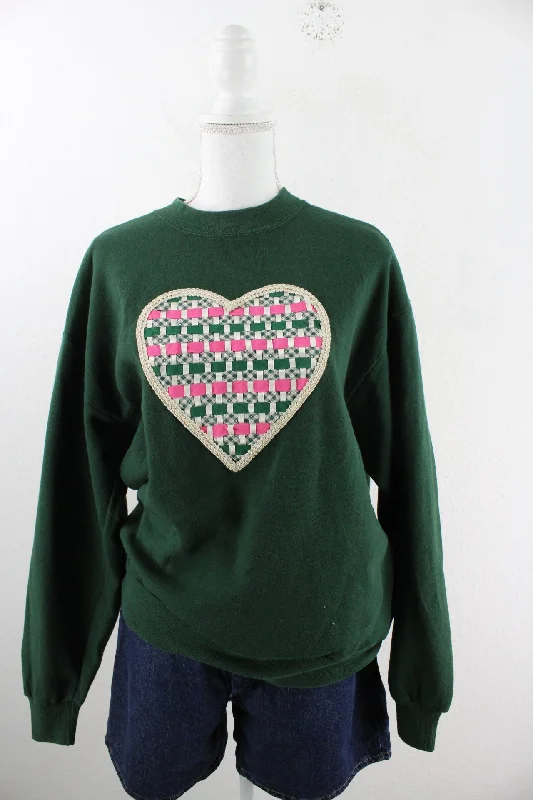 Vintage Heart Sweatshirt (L) Hoodie with Earth Tones Natural Calm