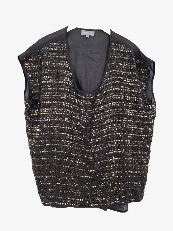 Magali Pascal Silk Sequin Boxy Tank Top Size M teal tank top