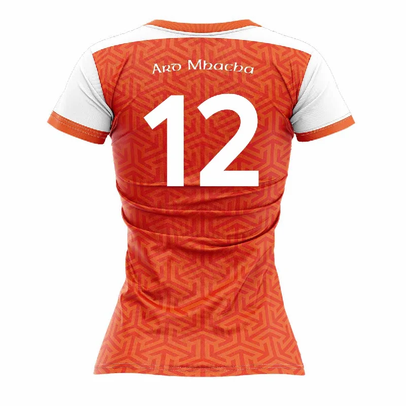 Mc Keever Armagh Camogie Official Numbered Home Jersey - Adult - Orange/White Player Fit Navy Blue Jersey Tee