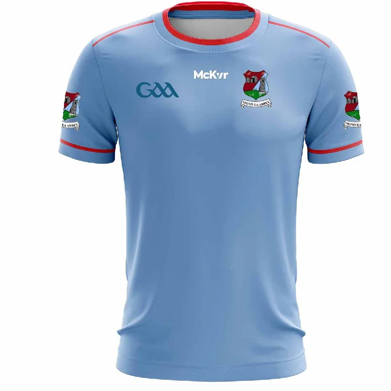 Mc Keever Monivea Abbey GAA Away Jersey - Adult - Sky/Red Player Fit Pastel Jersey Tee