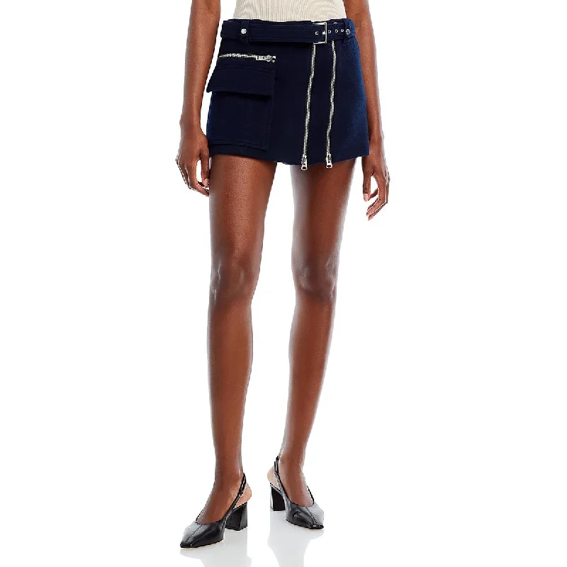 A.L.C. Womens Double Zipper Mini Mini Skirt silk skirt lustrous