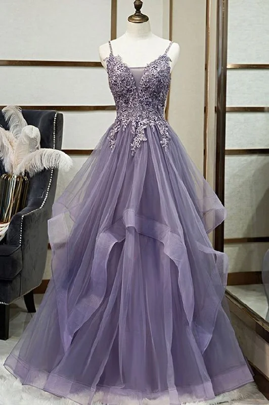 Beautiful Spaghetti Straps Lace Appliques Long Prom Dresses Evening Dresses  C1444