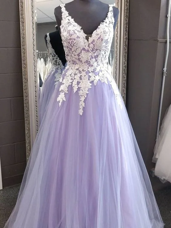 A Line V Neck Backless Lace Purple Long Prom Dresses, Purple Lace Formal Graduation Evening Dresses C388 A Line V Neck Backless Lace Purple Long Prom Dresses, Purple Lace Formal Graduation Evening Dresses C388
