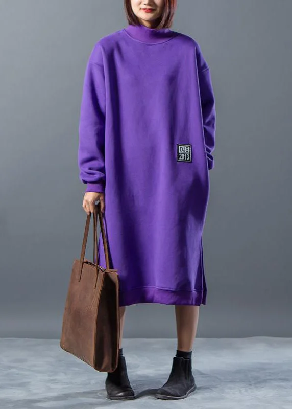 French linen quilting dresses Omychic Letter Character Print Split Winter Dress