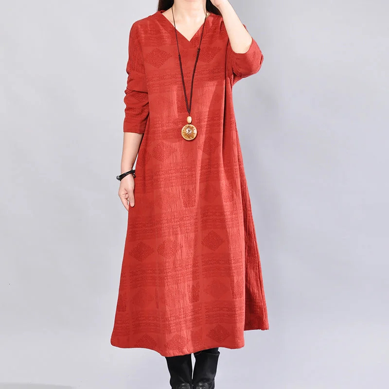 fashion burgundy Midi-length linen dress oversize linen clothing dresses Elegant back side open v neck linen clothing dress fashion burgundy Midi-length linen dress oversize linen clothing dresses Elegant back side open v neck linen clothing dress