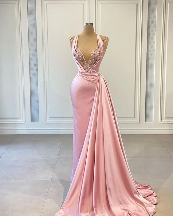 Pink Long Prom Dress,Prom Dresses,Pageant Dress,Evening Dress,Graduation School Party Gown  C1243