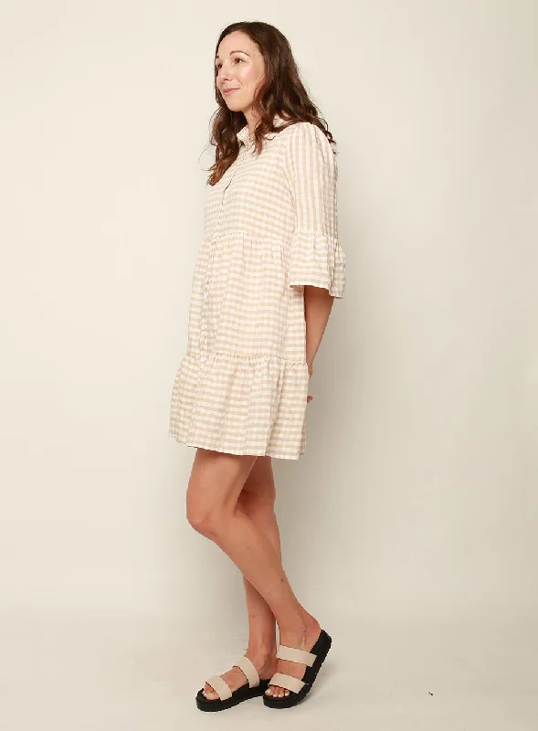 Morgan Tiered Dress-LATTE