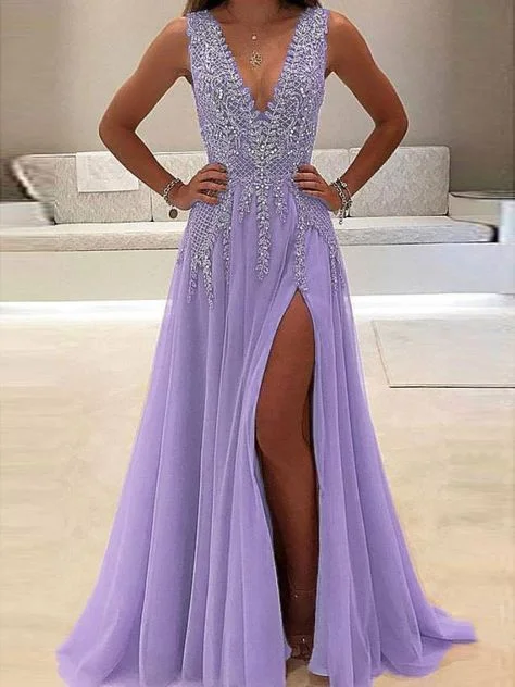 A-line V-neck Evening Dress with Slit Sexy Shiny Rhinestone Long Prom Dresses cg7990 A-line V-neck Evening Dress with Slit Sexy Shiny Rhinestone Long Prom Dresses cg7990