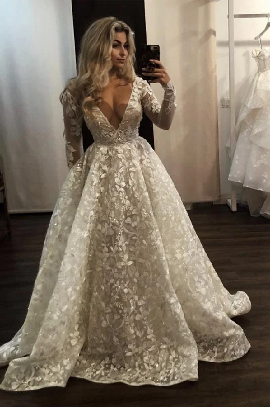 Stylish v neck lace long prom dress evening dress C1281